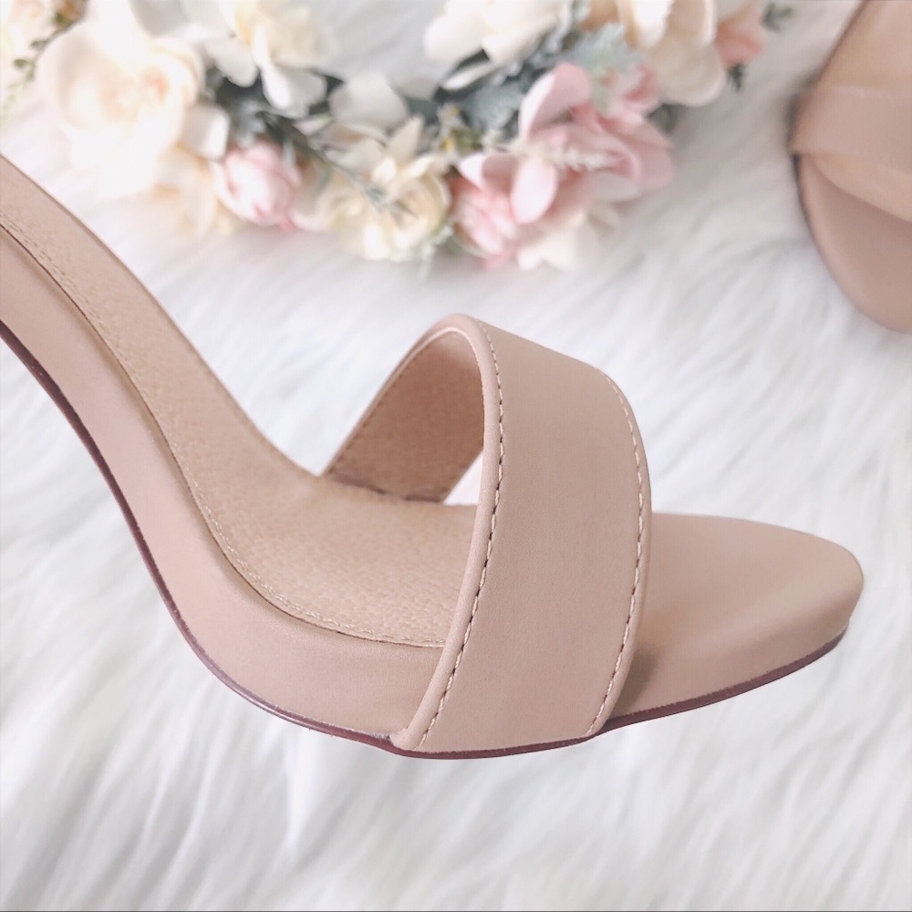 Nude Ankle Strap Heel, Buckle Closure - Picture 5 of 6